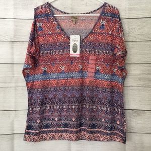 NWT Como Vintage Cold Shoulder Top XXL V Neck #1